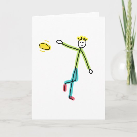 Frisbee Werpende Stickman Kaart (Voorkant)