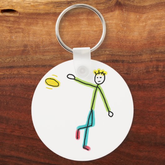 Frisbee Werpende Stickman Sleutelhanger (Achterkant)
