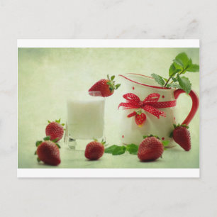 Frische Erdbeeren im Landhausstil Briefkaart