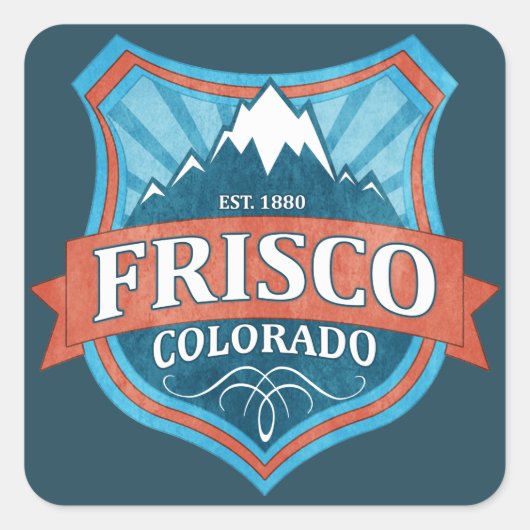 Frisco Colorado blauwgroen schildvierkante sticker (Voorkant)