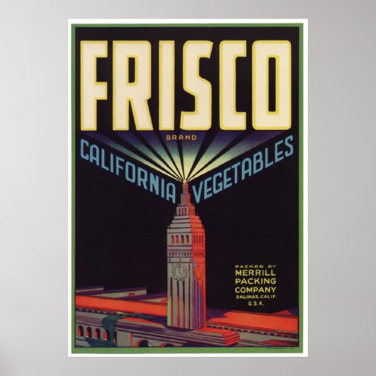 Frisco  Old Vegetables Crate Labels AD Poster (Voorkant)