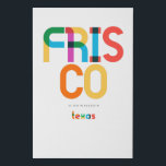 Frisco Texas Mid Century, Pop Art, Imitatie Canvas Print<br><div class="desc">Frisco Texas klassieke retro teruggooistijl uit de jaren 70 en 80. Heldere primaire kleuren in de 20e-eeuwse abstracte kunststijl met eenvoudige geometrische elementen.  pop kunst. Simpel gewaagd,  draag je geboortestad hardop.</div>