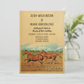 Frisco Texas Wedding Invitation Horses Kaart (Staand voorkant)