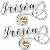 Frisia Flag Heart, Friezen Sticker (Voorkant)