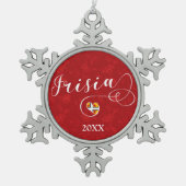 Frisia Flag Heart, Friezen Tin Sneeuwvlok Ornament (Voorkant)
