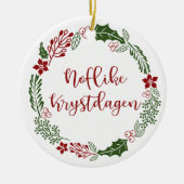 Frisian Merry Kerstmis Wreath, Noflike Krystdag Keramisch Ornament (Voorkant)