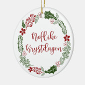 Frisian Merry Kerstmis Wreath, Noflike Krystdag Keramisch Ornament (Links)
