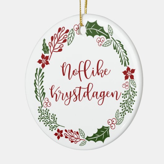 Frisian Merry Kerstmis Wreath, Noflike Krystdag Keramisch Ornament (Links)
