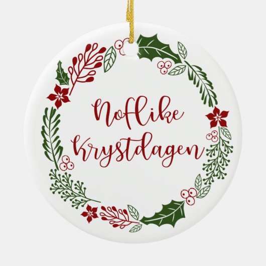 Frisian Merry Kerstmis Wreath, Noflike Krystdag Keramisch Ornament (Achterkant)