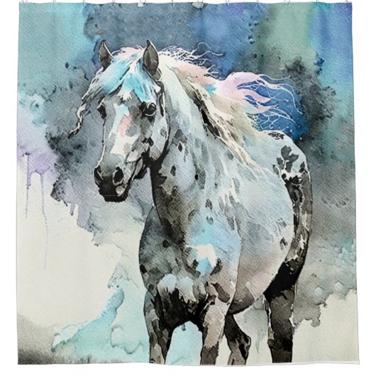 Frisky Appaloosa Mare Watercolour Douchegordijn (Voorkant)
