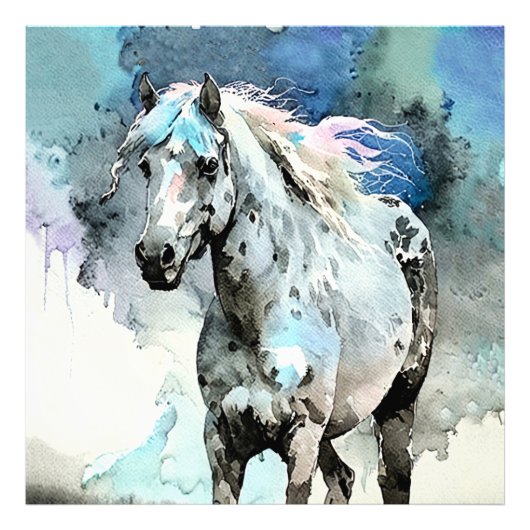 Frisky Appaloosa Mare Watercolour Foto Afdruk (Voorkant)