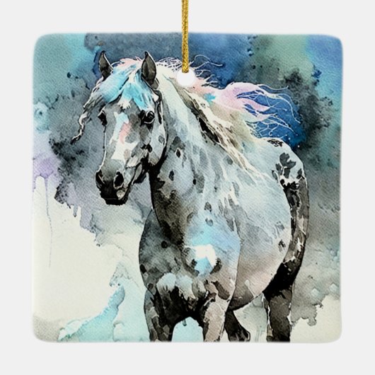 Frisky Appaloosa Mare Watercolour Keramisch Ornament (Achterkant)