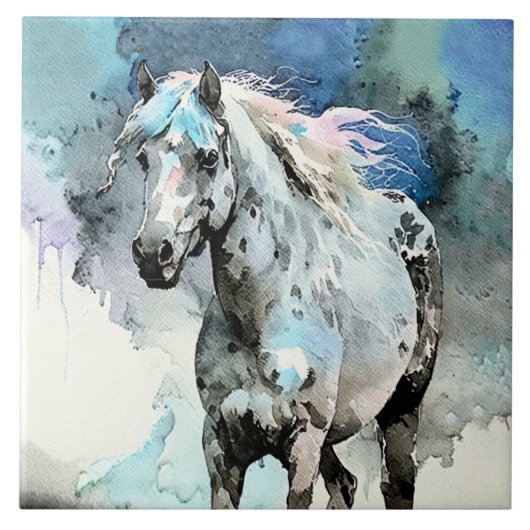 Frisky Appaloosa Mare Watercolour Tegeltje (Voorkant)