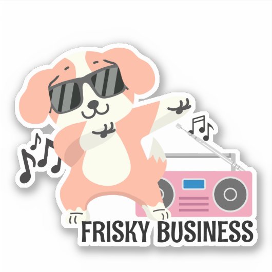 Frisky Business Dancing Dog Waterdicht Sticker (Voorkant)