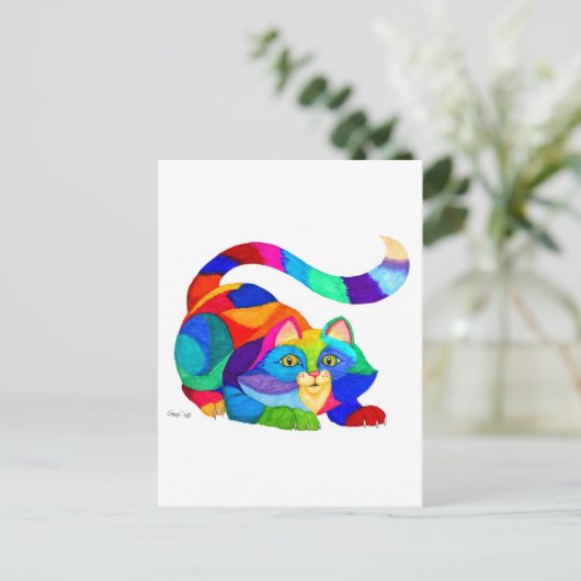 Frisky cat briefkaart (Staand voorkant)