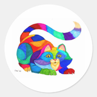 Frisky cat ronde sticker