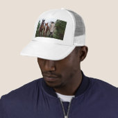 Frisky haar, vier paardenvrienden, trucker pet (In situ)