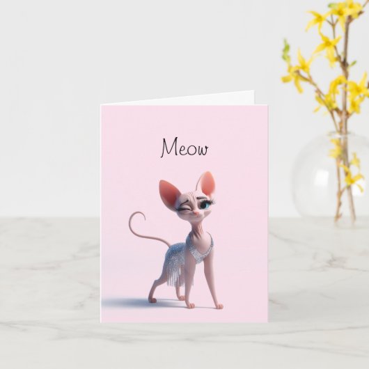 Frisky Kitty Kat Kaart (Gele Bloem)