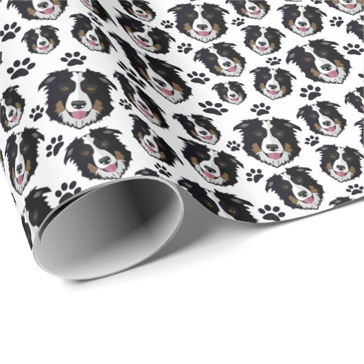 Frisky Scottish Border Collie Sheep Dog Pet Puppy Cadeaupapier (Rol Hoek)