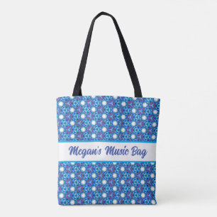 Frisse blauwe caleidoscoop patroon. top kwaliteit tote bag