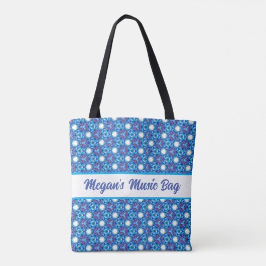 Frisse blauwe caleidoscoop patroon. top kwaliteit tote bag (Achterkant)