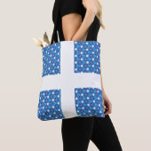 Frisse blauwe caleidoscoop patroon. top kwaliteit tote bag (Dichtbij)