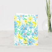 Frisse Blauwgele Waterverf Bloemen Moederdag Kaart (Achterkant)