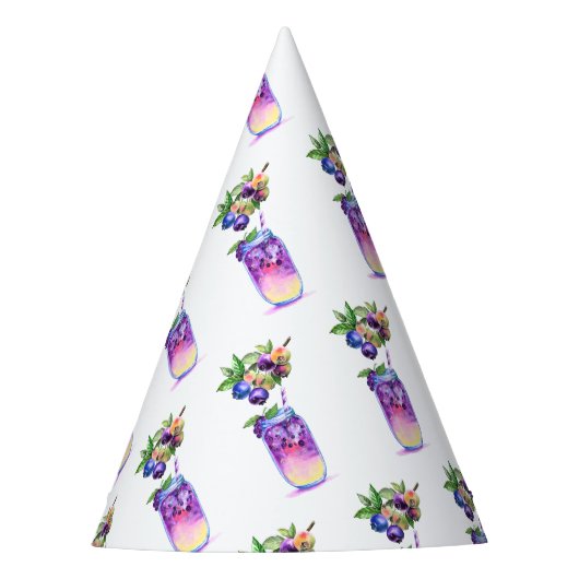 Frisse Blueberry Drink Party Pet Feesthoedjes (Voorkant)