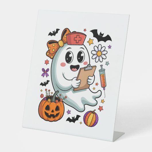Frisse Boo'd Coffee Halloween Reclamebord Met Voetstuk (Voorkant)