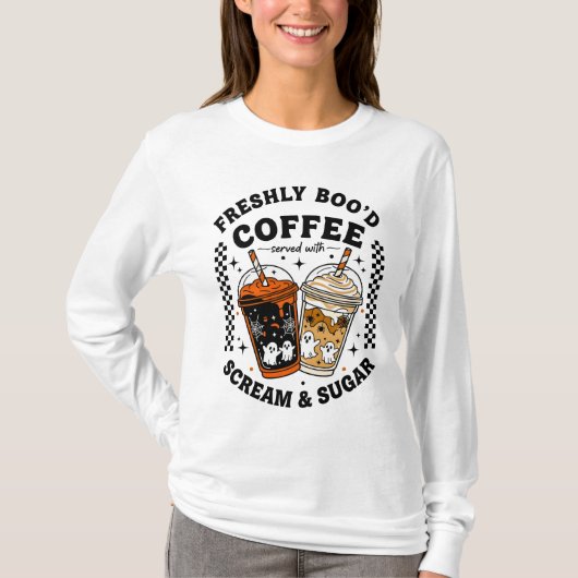 Frisse Boo'd Coffee Halloween-Schattigee Ghost Bar T-shirt (Voorkant)