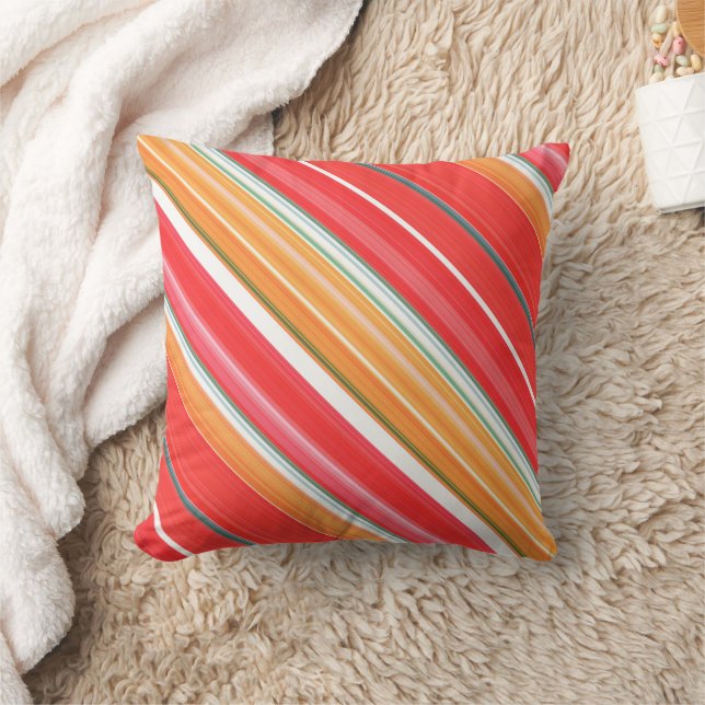 Frisse en heldere rode en gele streep en plaid kussen (Deken)