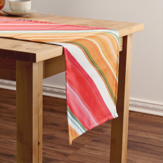 Frisse en heldere rode en gele streep korte tafelloper (Voorbeeld)