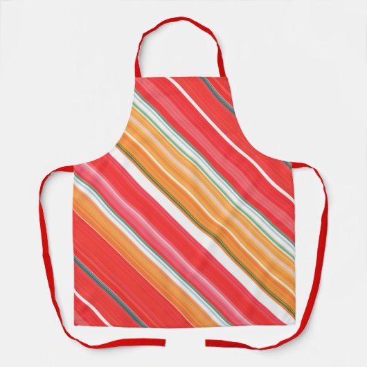 Frisse en heldere rode en gele streep schort (Voorkant)