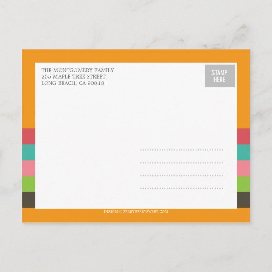 Frisse en kleurrijke geboorteaankondiging - Baby G Aankondigingskaart (Achterkant)