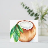 Frisse en levendige Waterverf Kokosnoot op Wit Briefkaart (Staand voorkant)