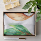 Frisse en levendige Waterverf Kokosnoot op Wit Tissuepapier (Geschenk)