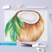 Frisse en levendige Waterverf Kokosnoot op Wit Tissuepapier (Craft)