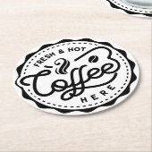 Frisse en warme koffie ronde kartonnen onderzetter (Gebogen)