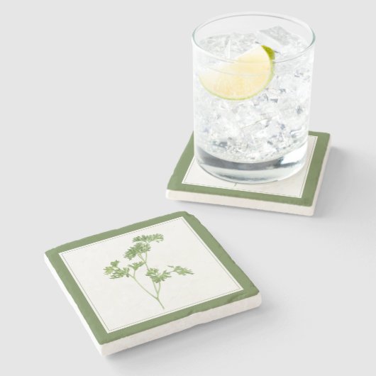 FRISSE PETERSELIE Marmersteen Onderzetter (-tekst) (Zijkant)