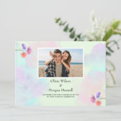 Frisse roze en blauwe bruiloft uitnodigingen (Staand voorkant)