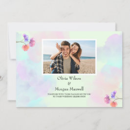 Frisse roze en blauwe bruiloft uitnodigingen