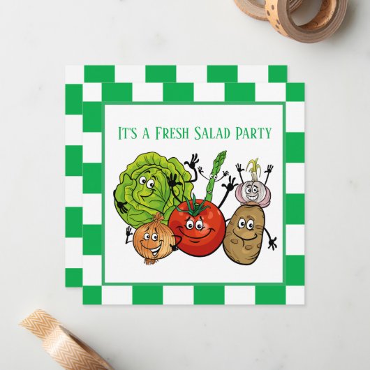 frisse salad - partij voegt informatie toe notitiekaartje (Voorkant / Achterkant in situ)