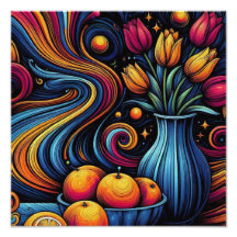 Frisse sinaasappels en lekkere tulpen