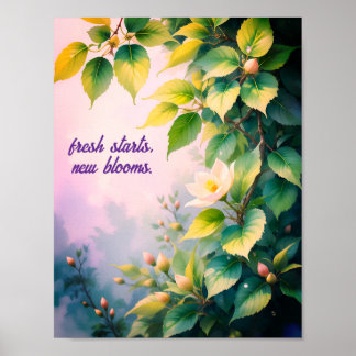Frisse start, nieuwe bloemen - Spring Quote Poster