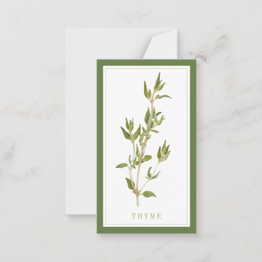 FRISSE TIJM 3.5x2 Blank Vlakke Kaart/Groen Notitiekaartje (Voorkant)