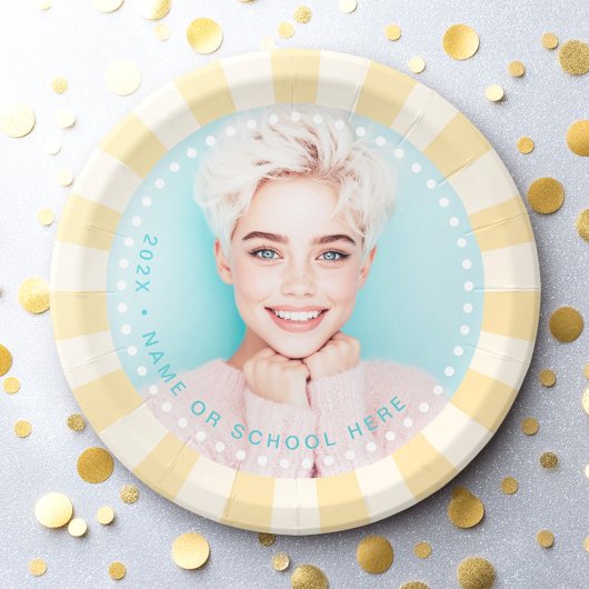 Frisse trendy sunburst student afstuderen foto papieren bordje