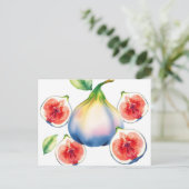 Frisse Waterverf Fig met Zacht Wit Briefkaart (Staand voorkant)