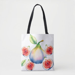 Frisse Waterverf Fig met Zacht Wit Tote Bag