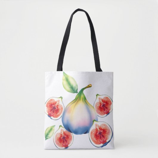 Frisse Waterverf Fig met Zacht Wit Tote Bag (Voorkant)