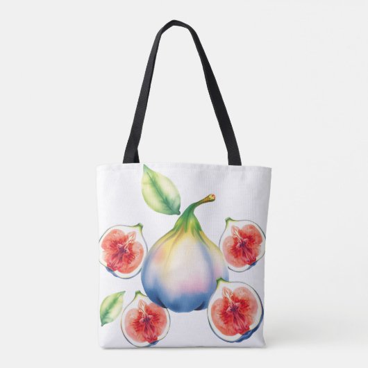 Frisse Waterverf Fig met Zacht Wit Tote Bag (Achterkant)